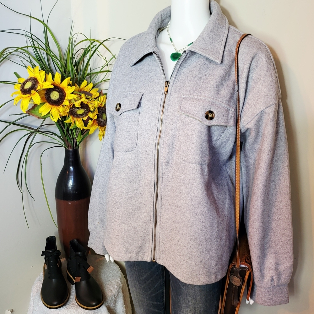 Hem & Thread Light Gray Fully Lined Jacket - image 6